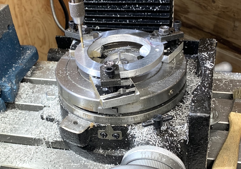 Microscope mounting ring on Rotary Table having holes tapped